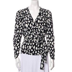 Maje Cow Print Western V-Neck Blouse